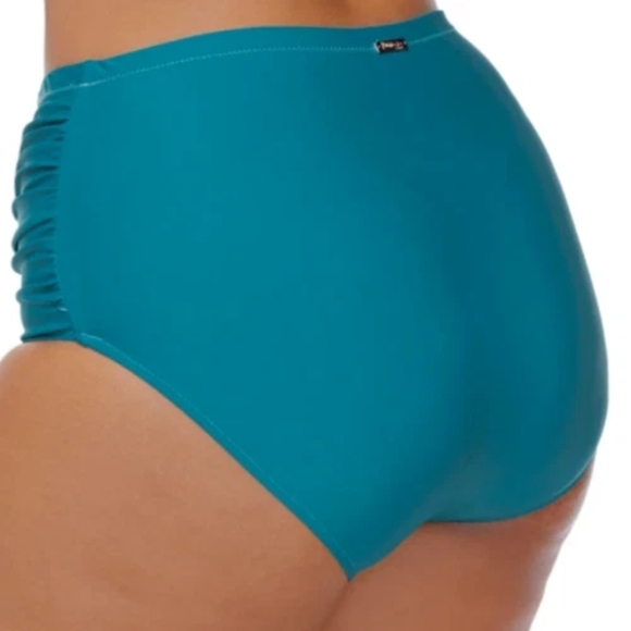 Raisins Curve Teal Costa HiWaist Ruched Full Coverage Swim Bottom Size 22W NWT - Picture 2 of 4